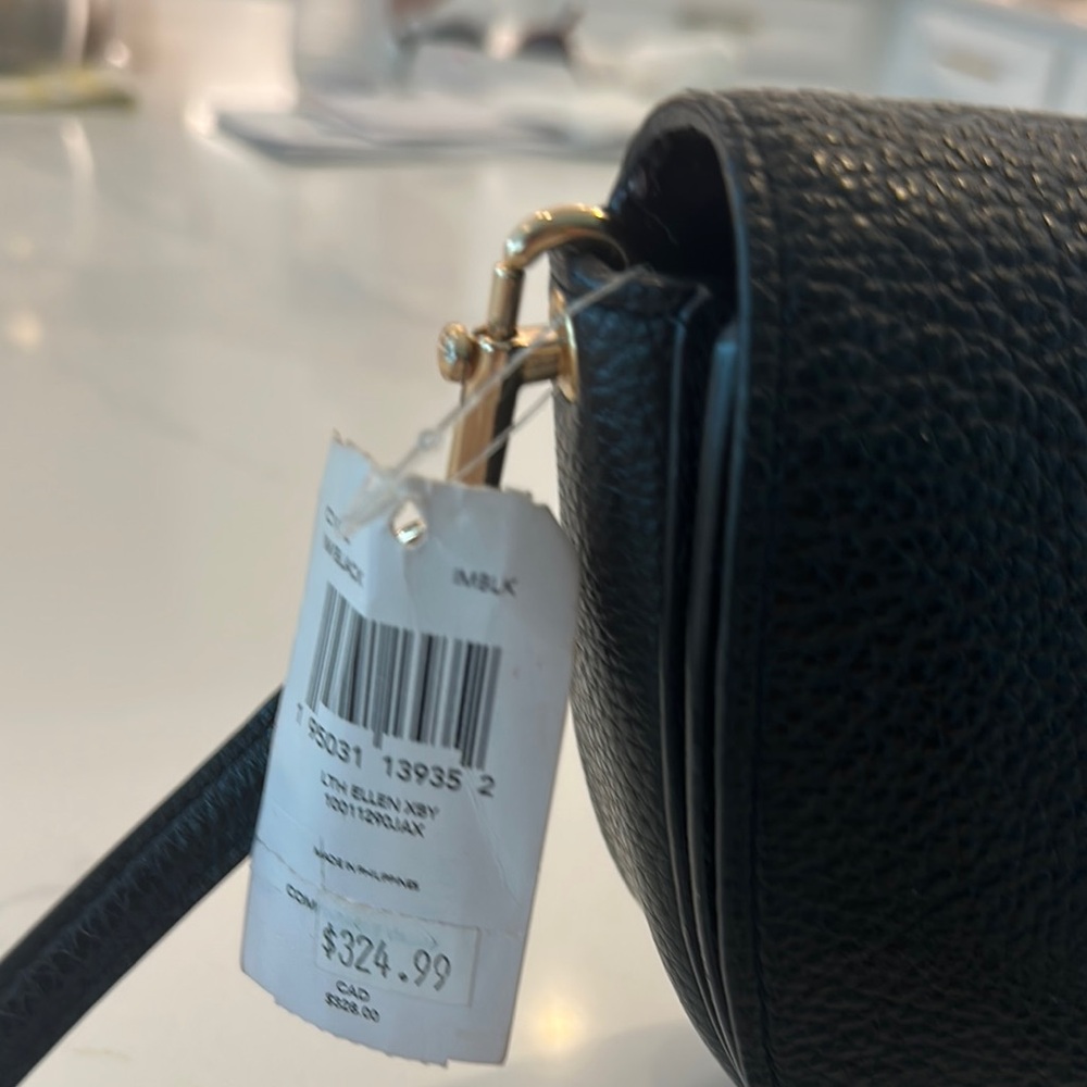 Coach “Ellen”Black Leather Crossbody Bag with Gold Accents - Picture 2 of 13